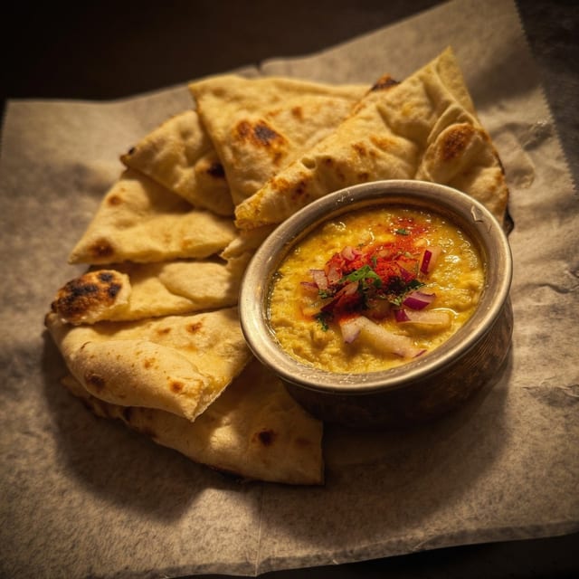 Indian Spiced Hummus and Naan.