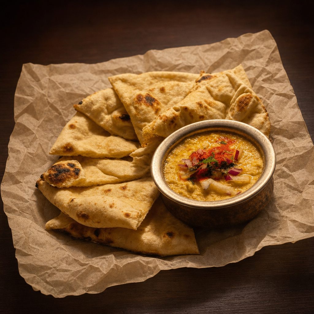 Indian Spiced Hummus and Naan.